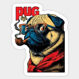 Pug Life - Sailor Captain Pug with Pipe Sticker